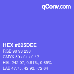 Color code: HEX #625DEE | qconv.com