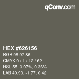 颜色代码: HEX #626156 | qconv.com