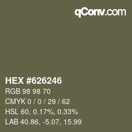 Color code: HEX #626246 | qconv.com