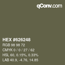 Color code: HEX #626248 | qconv.com