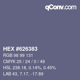 颜色代码: HEX #626383 | qconv.com