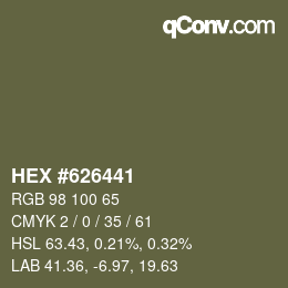 Color code: HEX #626441 | qconv.com