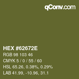 Color code: HEX #62672E | qconv.com