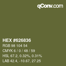 颜色代码: HEX #626836 | qconv.com