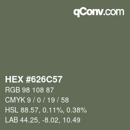 颜色代码: HEX #626C57 | qconv.com