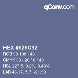 Color code: HEX #626C92 | qconv.com