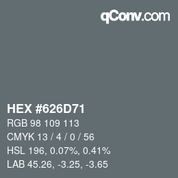 カラーコード: HEX #626D71 | qconv.com