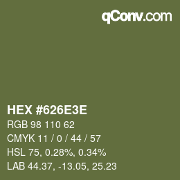 Color code: HEX #626E3E | qconv.com