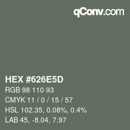 Color code: HEX #626E5D | qconv.com