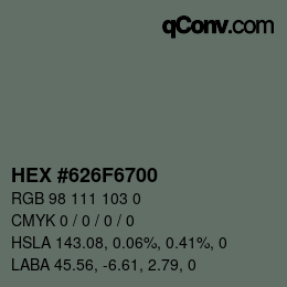 Color code: HEX #626F6700 | qconv.com