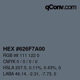 Farbcode: HEX #626F7A00 | qconv.com