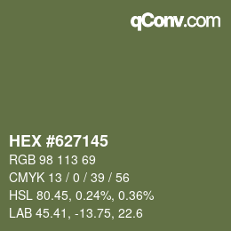 颜色代码: HEX #627145 | qconv.com