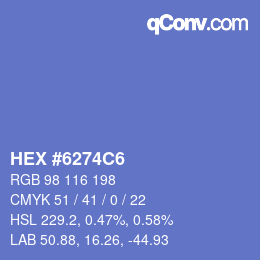 Farbcode: HEX #6274C6 | qconv.com