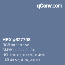 Color code: HEX #627798 | qconv.com