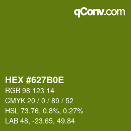 Color code: HEX #627B0E | qconv.com