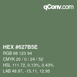 Color code: HEX #627B5E | qconv.com