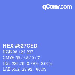 Color code: HEX #627CED | qconv.com