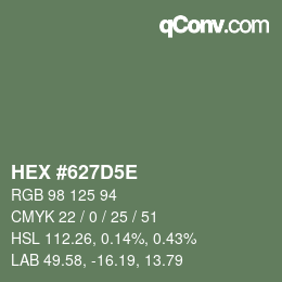 Color code: HEX #627D5E | qconv.com
