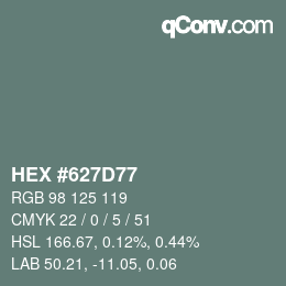 カラーコード: HEX #627D77 | qconv.com