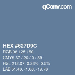 Color code: HEX #627D9C | qconv.com