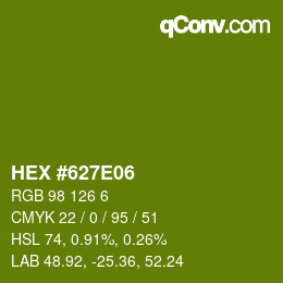 カラーコード: HEX #627E06 | qconv.com