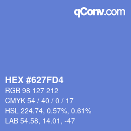 カラーコード: HEX #627FD4 | qconv.com