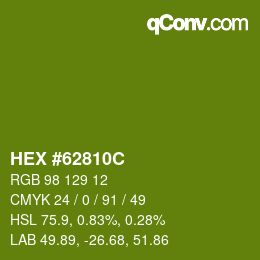 Color code: HEX #62810C | qconv.com