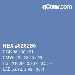 カラーコード: HEX #6282B5 | qconv.com