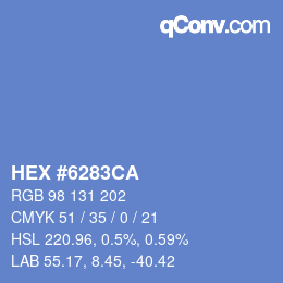 Código de color: HEX #6283CA | qconv.com