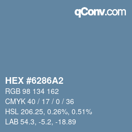 カラーコード: HEX #6286A2 | qconv.com