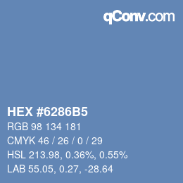 カラーコード: HEX #6286B5 | qconv.com
