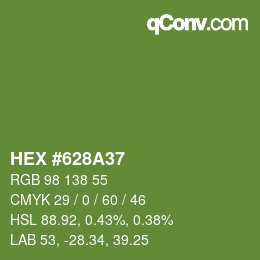 カラーコード: HEX #628A37 | qconv.com