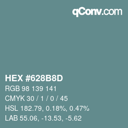 Color code: HEX #628B8D | qconv.com