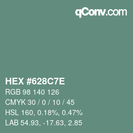 カラーコード: HEX #628C7E | qconv.com