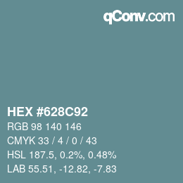 颜色代码: HEX #628C92 | qconv.com