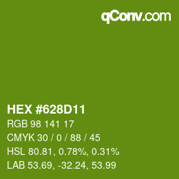 Color code: HEX #628D11 | qconv.com