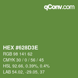 Color code: HEX #628D3E | qconv.com