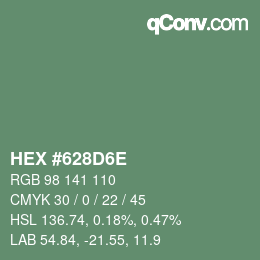 Color code: HEX #628D6E | qconv.com