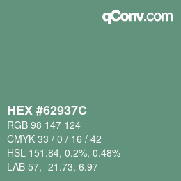 Color code: HEX #62937C | qconv.com