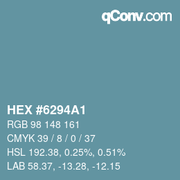 Farbcode: HEX #6294A1 | qconv.com