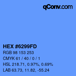 Color code: HEX #6299FD | qconv.com