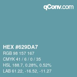 Farbcode: HEX #629DA7 | qconv.com