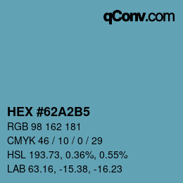 カラーコード: HEX #62A2B5 | qconv.com