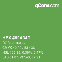 颜色代码: HEX #62A34D | qconv.com