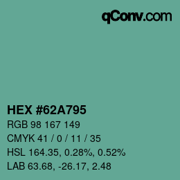 Color code: HEX #62A795 | qconv.com