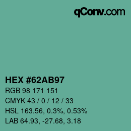 Color code: HEX #62AB97 | qconv.com