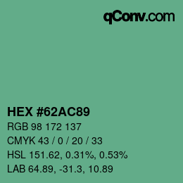 Farbcode: HEX #62AC89 | qconv.com