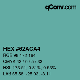 Farbcode: HEX #62ACA4 | qconv.com
