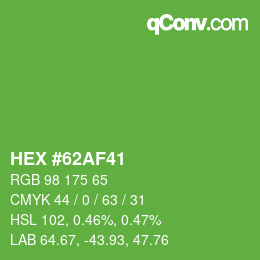 Color code: HEX #62AF41 | qconv.com