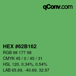 カラーコード: HEX #62B162 | qconv.com